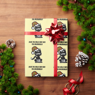 Funny Black Cat Holiday Humour Festive Cat Wrapping Paper