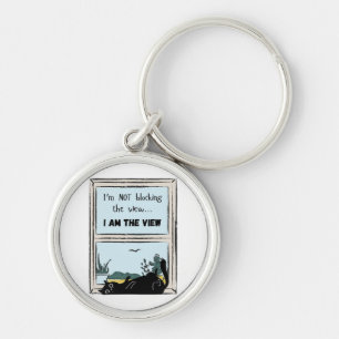Funny Black Cat, I am the view  Key Ring