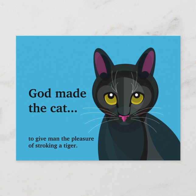 Funny Black Cat illustration Postcard (Front)
