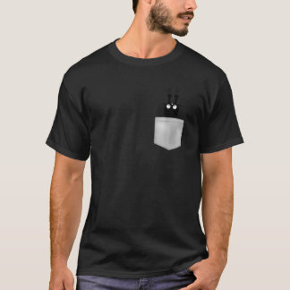 Funny Black Cat In The Pocket Cat Scratch Kitty In T-Shirt