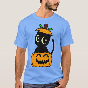 Funny Black Cat Is In A Pumpkin T-Shirt
