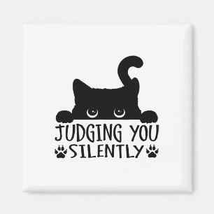 Funny Black Cat Judging You Silently Sarcastic Cat Magnet