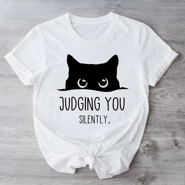 Funny Black Cat Judging You Silently Sarcastic Cat T-Shirt (Creator Uploaded)