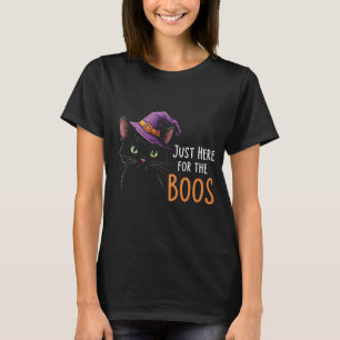 Funny Black Cat Just Here for the Boos T-Shirt   C