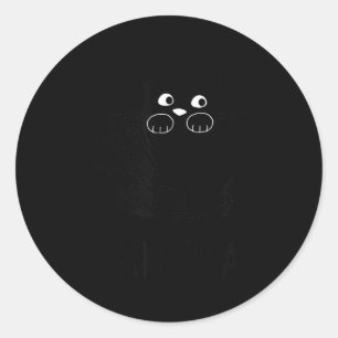 Funny Black Cat Kit-Tea Graphic Classic Round Sticker