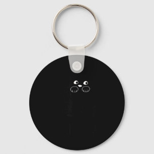 Funny Black Cat Kit-Tea Graphic Key Ring