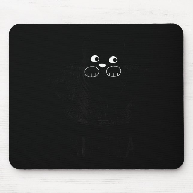 Funny Black Cat Kit-Tea Graphic Mouse Pad (Front)