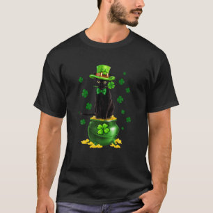 Funny Black Cat Leprechauns St Patricks Day Cat Lo T-Shirt