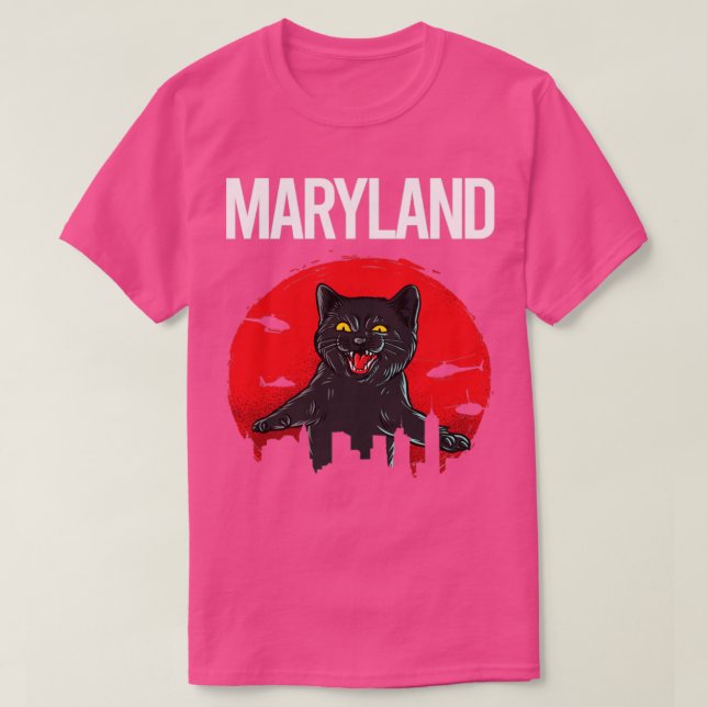 Funny Black Cat Maryland  T-Shirt (Design Front)