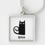 Funny Black Cat Monogram Key Ring<br><div class="desc">Cute little black cat for luck.  Original art by Nic Squirrell.  Change the monogram initials to personalise.</div>