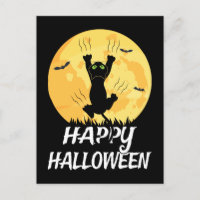 Funny Black Cat Moon Happy Halloween