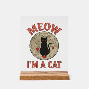 Funny Black Cat Moon Vintage Halloween Design_1 Acrylic Sign