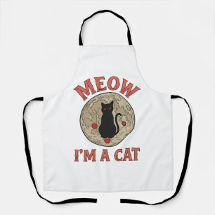 Funny Black Cat Moon Vintage Halloween Design_1 Apron
