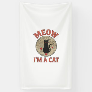 Funny Black Cat Moon Vintage Halloween Design_1 Banner