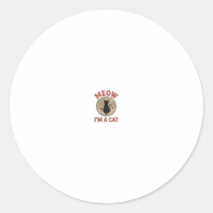 Funny Black Cat Moon Vintage Halloween Design_1 Classic Round Sticker