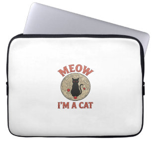 Funny Black Cat Moon Vintage Halloween Design_1 Laptop Sleeve