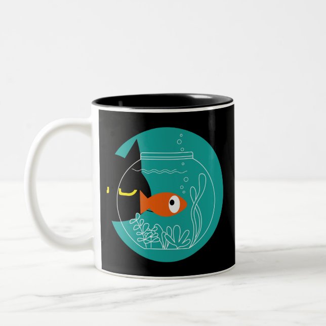 Funny Black Cat Mug – Kuro Catto Two-Tone Coffee C (Left)