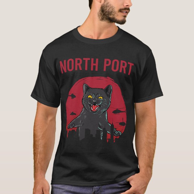 Funny Black Cat North Port T-Shirt (Front)