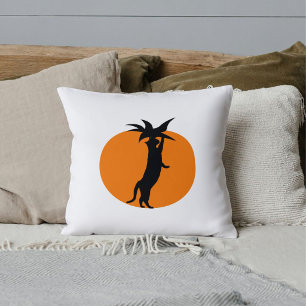 Funny Black Cat Orange Tomato Modern White Custom Cushion
