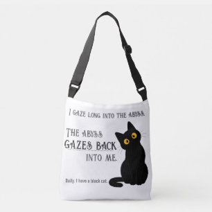 Funny Black Cat Parent Nietzsche Quote Tote Bag