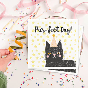 Funny Black Cat Perfect Day Birthday Napkin