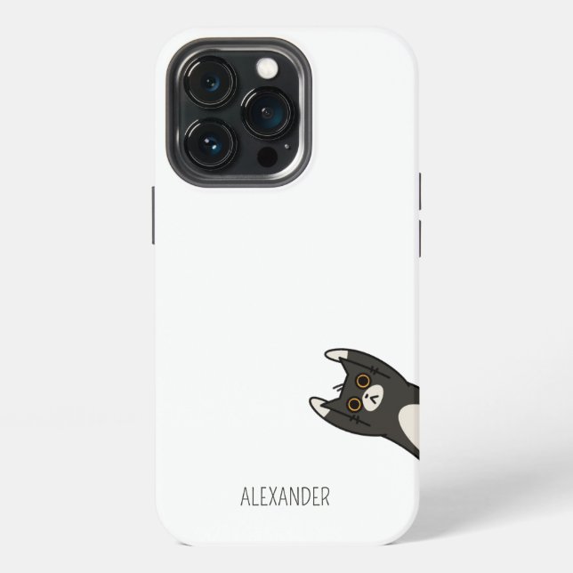 Funny Black Cat Personalised iPhone Case (Back)