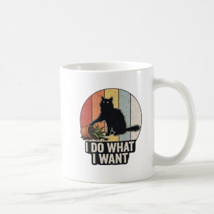 Funny Black Cat & Plant Vintage I Do What I Want" Coffee Mug