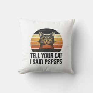 Funny Black Cat Pspsps Vintage Sunset Design_1 Cushion