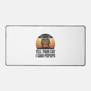 Funny Black Cat Pspsps Vintage Sunset Design_1 Desk Mat
