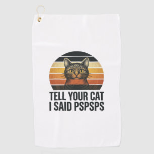 Funny Black Cat Pspsps Vintage Sunset Design_1 Golf Towel