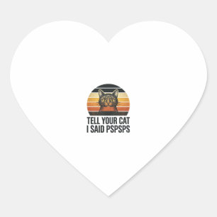 Funny Black Cat Pspsps Vintage Sunset Design_1 Heart Sticker