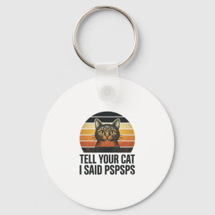 Funny Black Cat Pspsps Vintage Sunset Design_1 Key Ring