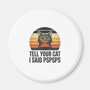 Funny Black Cat Pspsps Vintage Sunset Design_1 Magnet