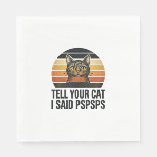 Funny Black Cat Pspsps Vintage Sunset Design_1 Napkin