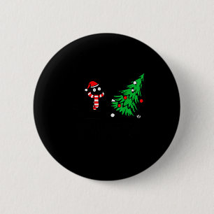 Funny Black Cat Pushing Christmas Tree Over Cat Wh 6 Cm Round Badge