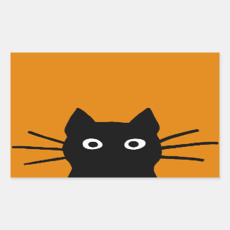 Funny Black Cat Rectangular Sticker