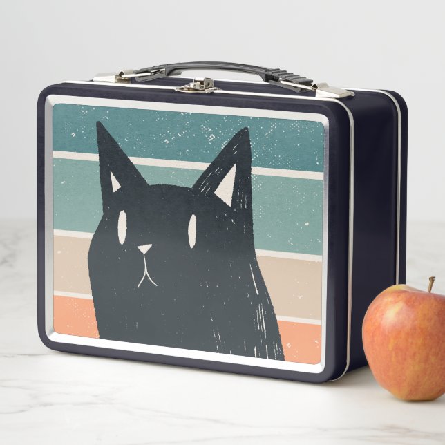 Funny Black Cat Retro Style design Metal Lunch Box (In Situ)