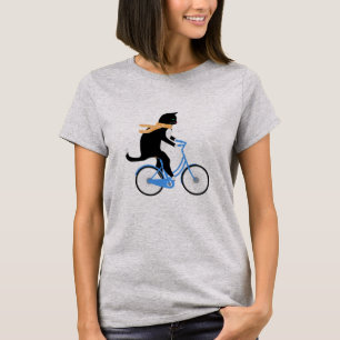 Funny Black Cat Riding A Bicycle T-Shirt