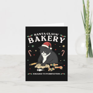 Funny Black Cat Santa Claus Bakery Kneaded To Purr Card