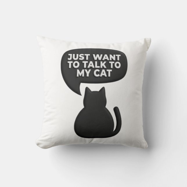 Funny Black Cat Silhouette Cushion| Sarcastic Pet  Cushion (Front)