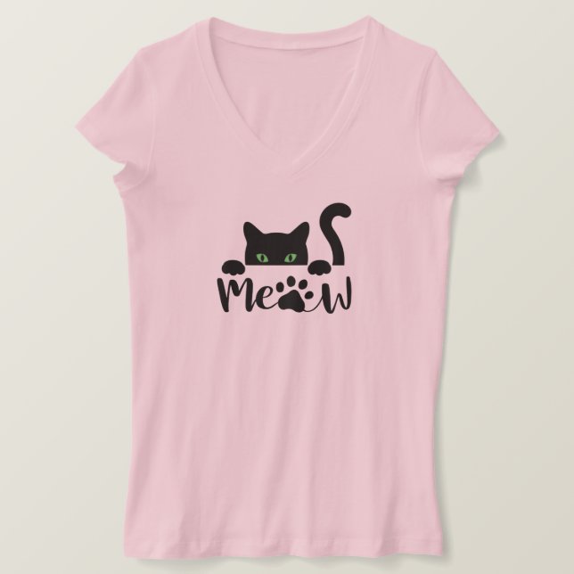 Funny black cat T-Shirt (Design Front)