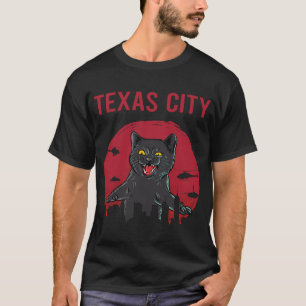Funny Black Cat Texas City T-Shirt