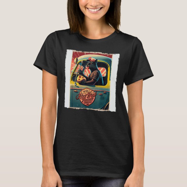Funny Black Cat Truck Driver Hot Dogs for Kids, Wo T-Shirt (Front)