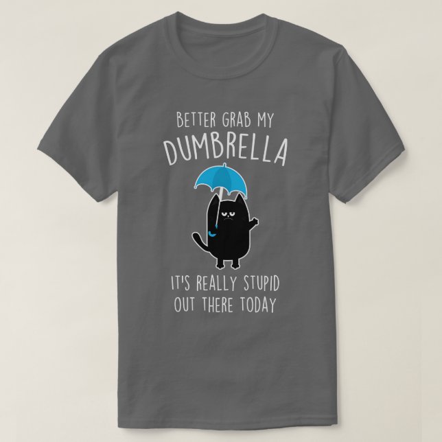 Funny Black Cat Umbrella T-Shirt (Design Front)