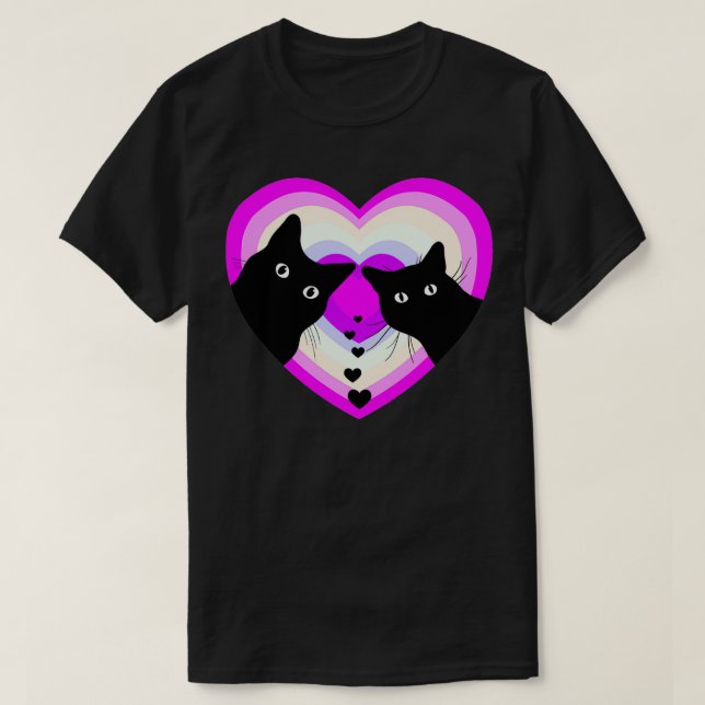 Funny Black Cat Valentine Day  Cat Couple Retro Vi T-Shirt (Design Front)