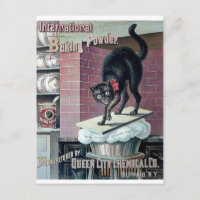 Funny black cat vintage baking powder poster ad