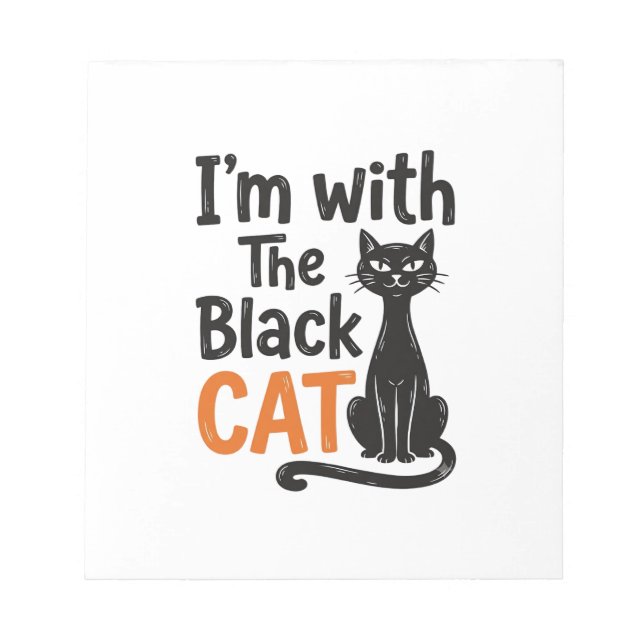 Funny Black Cat Vintage Engraving Halloween Design Notepad (Front)