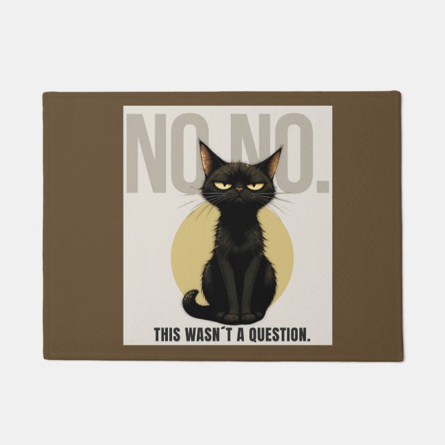 Funny Black Cat Welcome Mat – Sarcastic NO NO Cat  (Front)