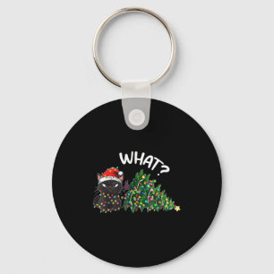 Funny Black Cat What_ Christmas Tree Funny Cat Lov Key Ring