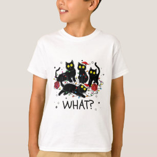 Funny Black Cat What Christmas Tree Meme Xmas Men T-Shirt